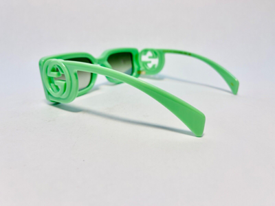 Pre-owned Gucci Couture 1325 Green Gg Logo 004 Narrow Fashion Rectangle Sunglasses Gg1325s