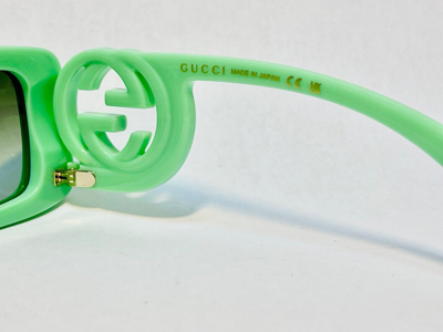 Pre-owned Gucci Couture 1325 Green Gg Logo 004 Narrow Fashion Rectangle Sunglasses Gg1325s