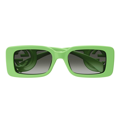 Pre-owned Gucci Couture 1325 Green Gg Logo 004 Narrow Fashion Rectangle Sunglasses Gg1325s