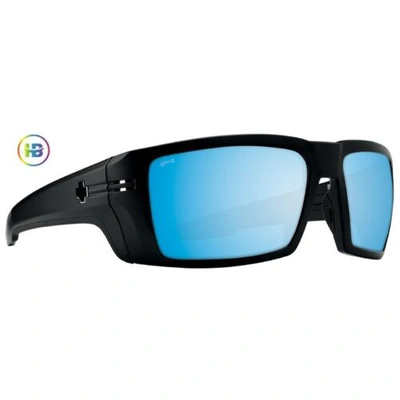 Pre-owned Spy Optic Rebar Sunglasses Polarized Happy Boost Matte Black Blue Lens 3day Ship