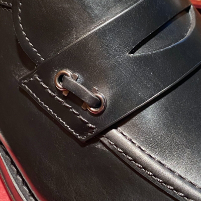 Pre-owned Ferragamo Penny 11 Ee 44 Loafers Black Pitt Leather Men's Dress Slip-on Gancini