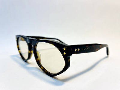 Pre-owned Gucci Brown Marble Wood Yellow 1248 Unisex Chunky Gg1248s Style Sunglasses 001