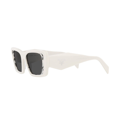 Pre-owned Prada Symbole White Abstract Faceted Triangle Pr08ys 08y Fashion Sunglasses In Gray