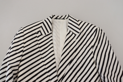 Pre-owned Dolce & Gabbana Blazer White Black Striped Slim Fit Jacket It44 / Us34/ Xs $2000