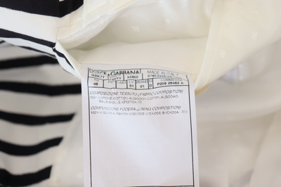 Pre-owned Dolce & Gabbana Blazer White Black Striped Slim Fit Jacket It44 / Us34/ Xs $2000