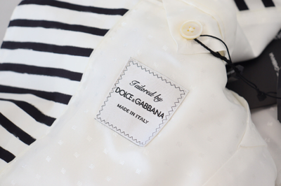 Pre-owned Dolce & Gabbana Blazer White Black Striped Slim Fit Jacket It44 / Us34/ Xs $2000