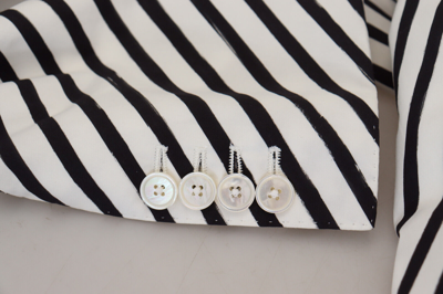 Pre-owned Dolce & Gabbana Blazer White Black Striped Slim Fit Jacket It44 / Us34/ Xs $2000