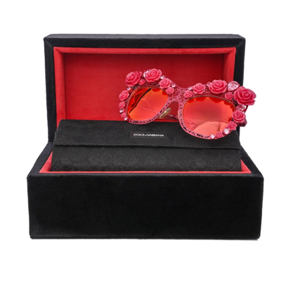 Pre-owned Dolce & Gabbana Dg 2160 Filigree Crystal Rose Metal Sunglasses Pink 12744