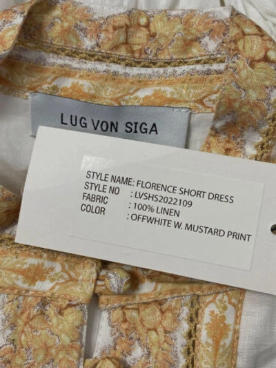 Pre-owned Lug Von Siga $755  Women's Ivory Linen Self-tie Florence Dress Size Fr 38/us 6 In White