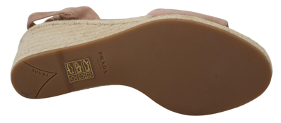 Pre-owned Prada Shoes Wedges Sandals Ankle Strap Pink Suede Leather Eu40 / Us9.5 $1200usd