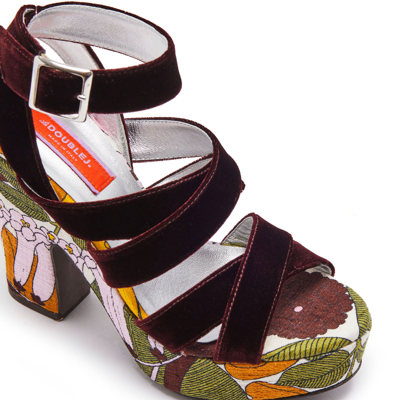 La Doublej Medal Wedge In Big Flower Rose
