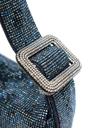 Shop Benedetta Bruzziches 'vitty La Grande' Blue Shoulder Bag With Gem Embellishment In Rhinestone Mesh Woman