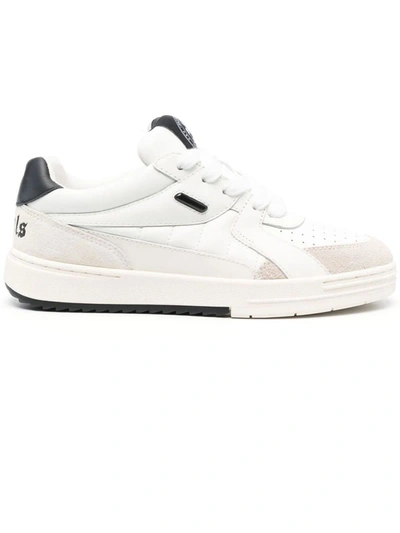 Shop Palm Angels White Leather Palm University Sneakers In Bianco