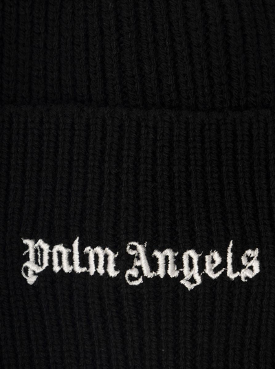 Shop Palm Angels Beanie Logo Piccolo In Black