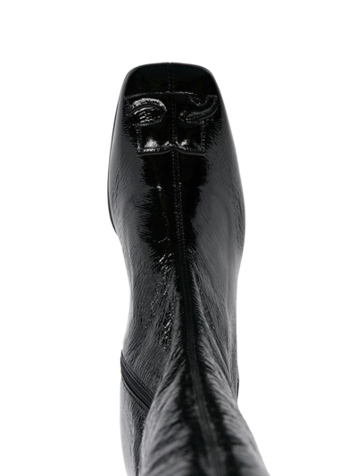 Shop Courrèges Vinyl Ac Tight Boots Shoes In Black