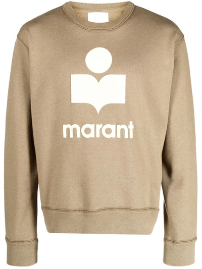 Shop Isabel Marant Sweatshirt With Ribbed Print In Green