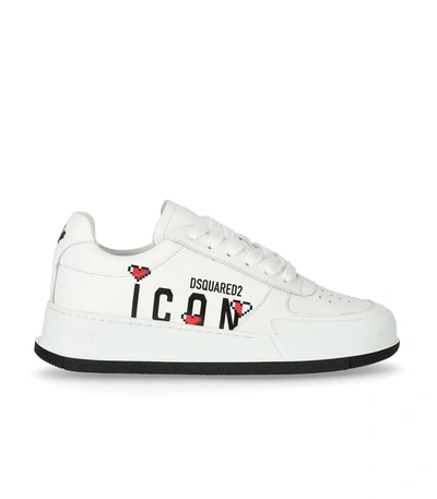 Shop Dsquared2 Icon Pixel Heart White Sneaker