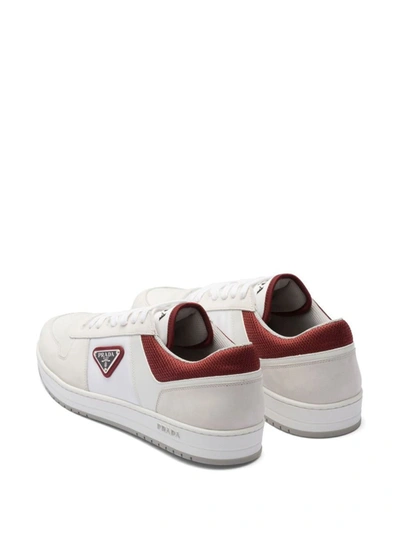 Shop Prada Downtown Re-nylon Low-top Sneakers In Bianco+granato