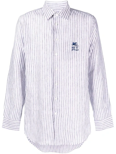 Shop Etro Logo Striped Shirt In Clear Blue