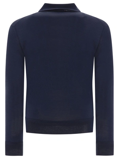 Shop Tom Ford Wool Polo Shirt In Blue