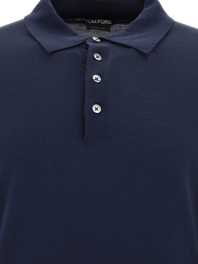 Shop Tom Ford Wool Polo Shirt In Blue