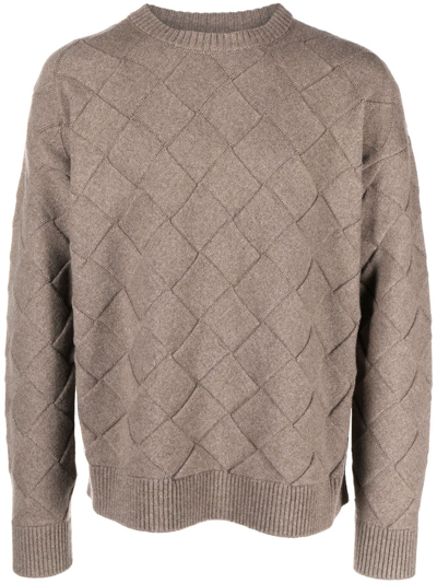 Shop Bottega Veneta Brown Intrecciato Wool Sweater