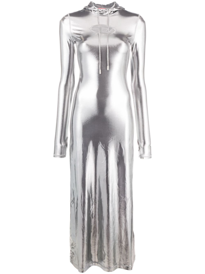 Shop Diesel D-mathilde Metallic Maxi Dress - Women's - Polyester/spandex/elastane/polyurethane In Grey