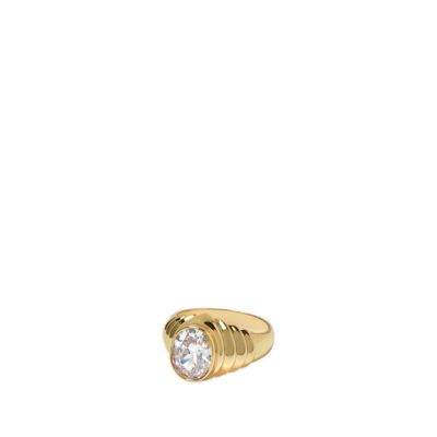 Shop Timeless Pearly Embellished Polished Finish Finger Ring In Gold