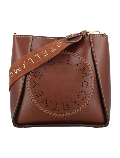 Shop Stella Mccartney Logo Detailed Small Shoulder Bag In Brown