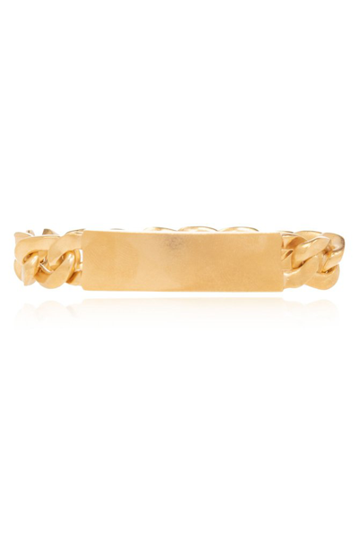 Shop Maison Margiela Logo Engraved Curb Chain Bracelet In Gold