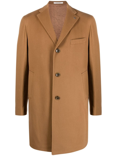 Shop Tagliatore Single-breasted Wool-blend Coat In Brown