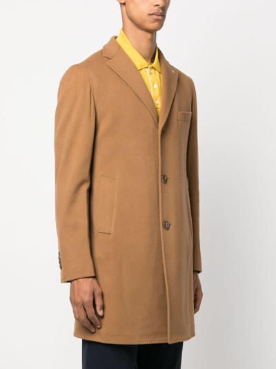 Shop Tagliatore Single-breasted Wool-blend Coat In Brown