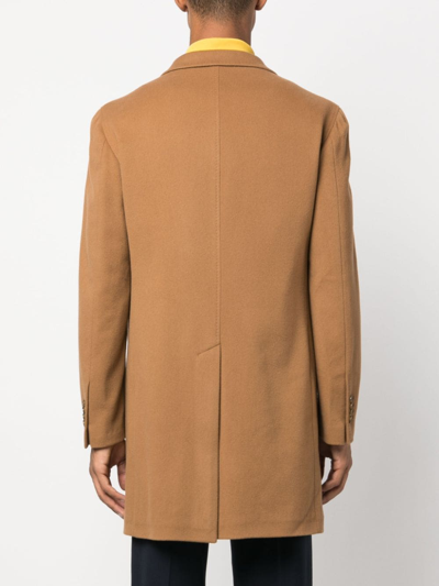 Shop Tagliatore Single-breasted Wool-blend Coat In Brown