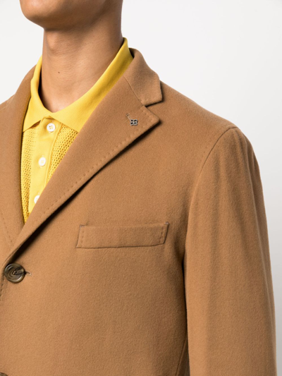 Shop Tagliatore Single-breasted Wool-blend Coat In Brown