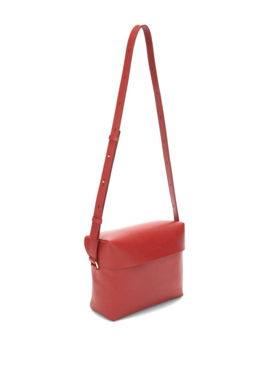 Shop Jil Sander Square Leather Shoulder Bag In Red
