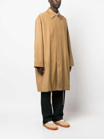 Shop Studio Nicholson Knee-length Drawstring-hem Coat In Brown