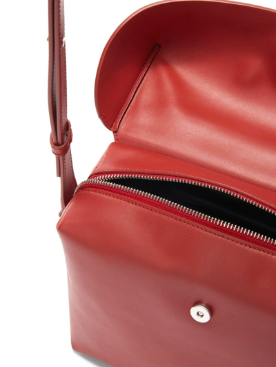 Shop Jil Sander Square Leather Shoulder Bag In Red