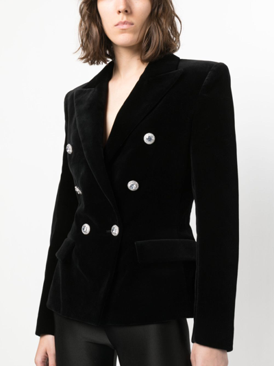 Shop Alexandre Vauthier Double-breasted Velvet Blazer In Black