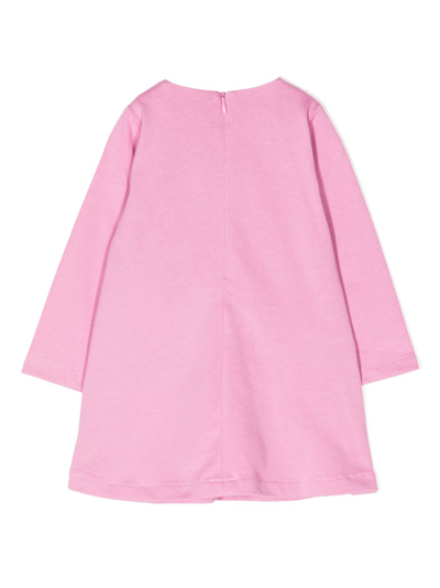 Shop Emporio Armani Logo-embroidered Cotton Dress In Pink