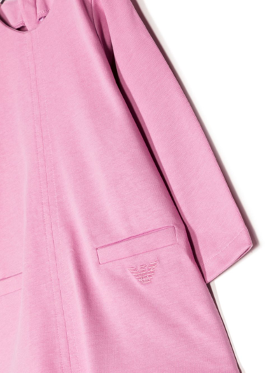 Shop Emporio Armani Logo-embroidered Cotton Dress In Pink