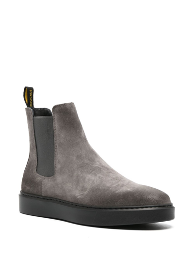 Shop Doucal's Leather Chelsea Ankle Boots In Grey