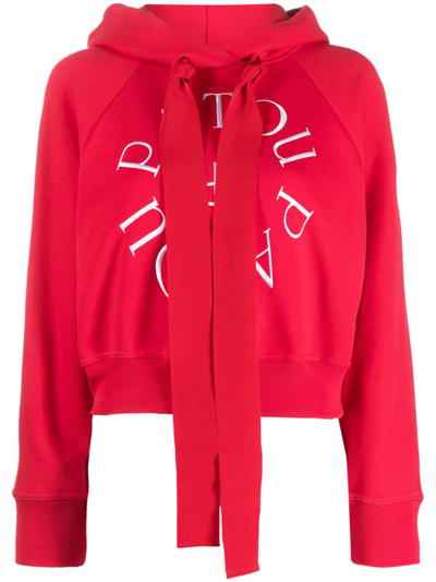 Shop Patou Medallion Logo-embroidered Cotton Hoodie In Red