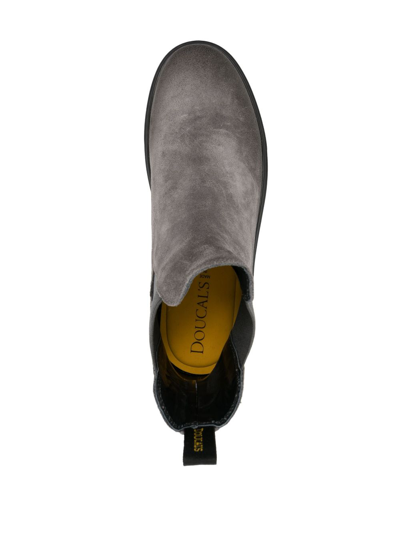 Shop Doucal's Leather Chelsea Ankle Boots In Grey