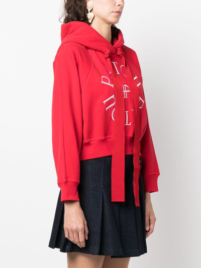Shop Patou Medallion Logo-embroidered Cotton Hoodie In Red