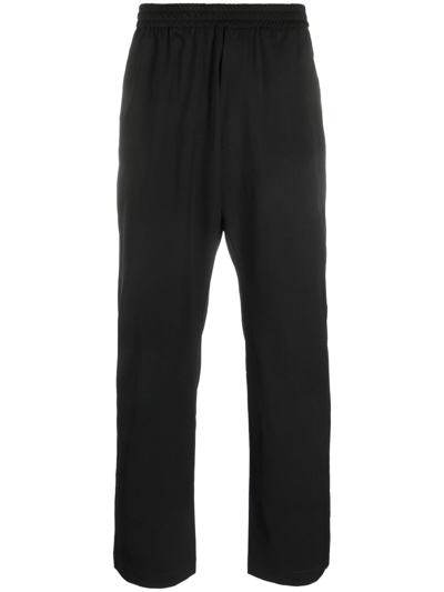 Shop Barena Venezia Elasticated-waist Straight-leg Trousers In Black