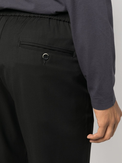 Shop Barena Venezia Elasticated-waist Straight-leg Trousers In Black