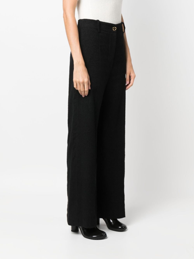 Patou Cotton High Waist Wide Leg Trousers In Black