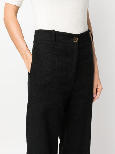 Patou Cotton High Waist Wide Leg Trousers In Black