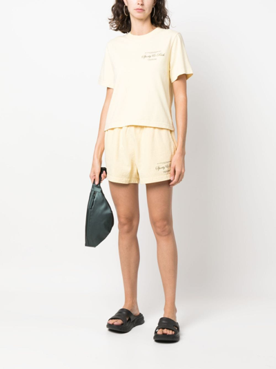 Sporty And Rich Logo-print Cotton Mini Shorts In Neutrals