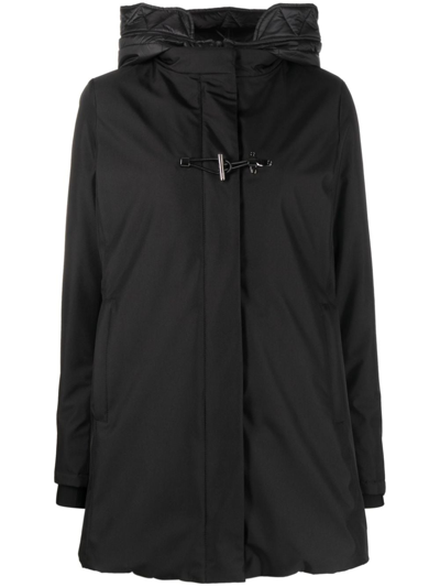 Shop Fay High-neck Hooded Parka Coat In Black